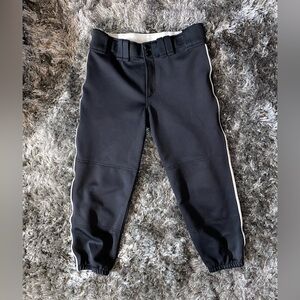 Mizuno Women’s Softball Pants, Small, Black with White Piped Stripe